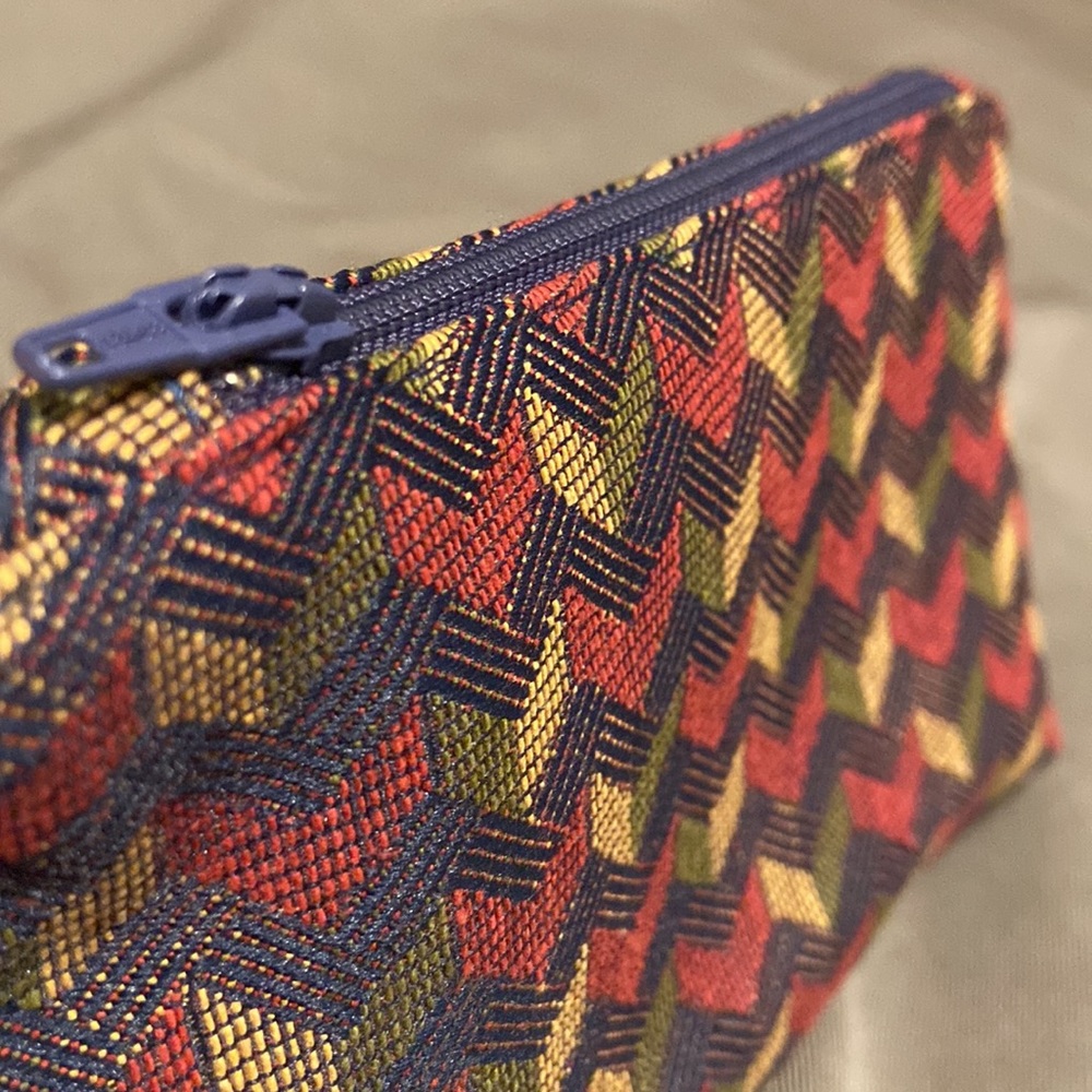 Hand made up-cycled small zipper bag, makeup